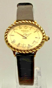 Vestido para mujer Raymond Weil vintage muy raro chapado en oro 26 mm índices abstractos - Imagen 1 de 9