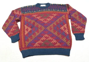 Suéter De Colección Peruvian Connection Alpaca Para Hombre Mediano Rojo Azul Tejido Geométrico - Imagen 1 de 11