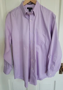Lands End Men Long Sleeve Button Down Shirt 17 33 100% Cotton Purple Lavender - Picture 1 of 10