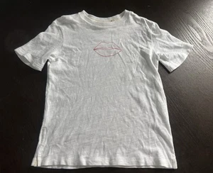 Rag & Bone Kids Children White Cotton T-Shirt Size 6 Lips Handmade in Peru - Picture 1 of 6