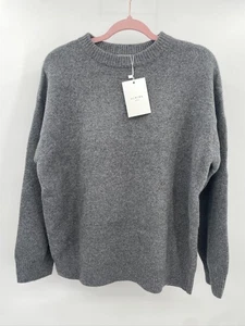Nuevo con etiquetas Suéter Almina Concepts Gran Tamaño Gris Lana Cachemira Cuello Redondo Talla Pequeña - Imagen 1 de 7