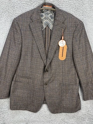 NWT Tallia Blazer Sport Coat Jacket Mens 46R Vesprito Brown Blue Unlined Career - Image 1 of 4