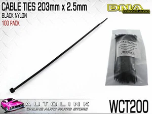 DNA CABLE TIES 203mm x 2.5mm UV RESISTANT BLACK - PACK OF 100 ( WCT200 )  - Picture 1 of 3
