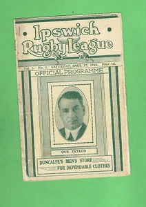 #T317. April 27th 1946 IPSWICH RUGBY LEAGUE PROG - IPSWICH V BRISBANE, 1st ISSUE - Picture 1 of 2
