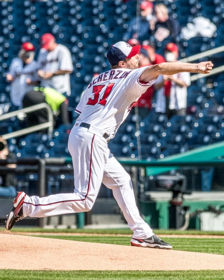 Foto 8x10 del lanzador de los Nacionales de Washington Max Scherzer. Foto 1 de 1