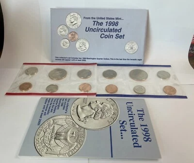 1998 US Mint Set 10 Coin Uncirculated Set Complete Philadelphia & Denver W/ OGP - Image 1 of 4