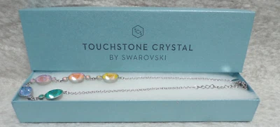 COLLAR SWAROVSKI PIEDRA DE TOQUE VERDE AZUL AMARILLO NARANJA PÚRPURA CRISTAL RODIO Foto 1 de 4