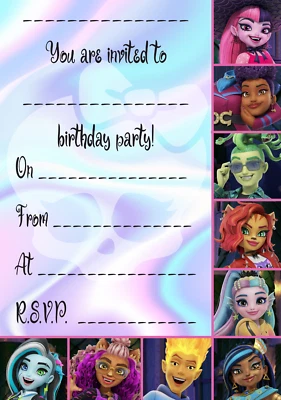 Packs of 10/20/30/40 Monster High Invitations Option  2 - posters cards banners - Image 1 of 2