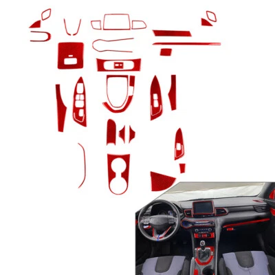 Kit de embellecedor de cubierta interior de fibra de carbono para Hyundai Veloster JS N2019-2022 rojo Foto 1 de 4