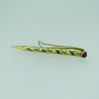 Gold Tone Twisted Pencil Shaped with Red Stone Tie Bar
