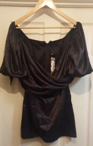 Boohoo Black Satin Leopard Print Tie Waist Playsuit Size 10 - Picture 1 of 8