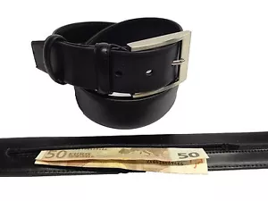 CINTURON HOMBRE COLORES NEGRO Y MARRON CON CREMALLERA PARA DINERO - Picture 1 of 12