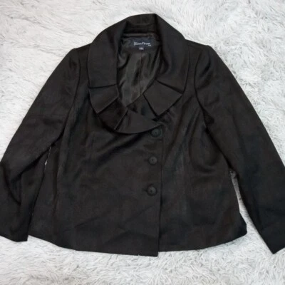 Evan Picone Jacket Womens 14W Black Blazer Elegant Suit Coat Lined Career - Image 1 of 4