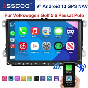 9" Autoradio Stereo Carplay GPS Navi RDS Android 14 Per VW GOLF 5 6 Touran Polo - Foto 1 di 15
