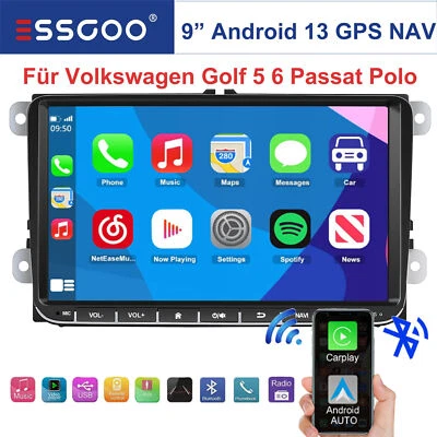 9" Autoradio Stereo Carplay GPS Navi RDS Android 14 Per VW GOLF 5 6 Touran Polo - Immagine 1 di 4