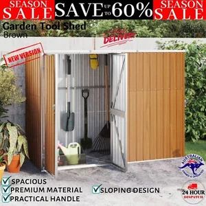 Garden Tool Shed Galvanised Steel Outdoor Storage Brown 225x89x161 cm vidaXL NEW - Picture 1 of 11