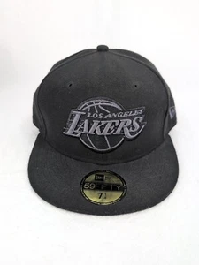 NEW ERA 59FIFTY 5950 LOS ANGELES LAKERS FITTED HAT BLACKED OUT HWC 7-1/8 - Picture 1 of 5
