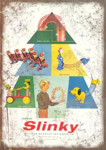 Slinky James Industries Vintage Toy Ad 12"x9" Reproduction Metal Sign ZD25 - Picture 1 of 1