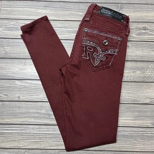 Rock Revival Jeans Damen Größe 26 Sundee Skinny Rot Y2K Edelsteine Stretch 28x30 - Bild 1 von 10