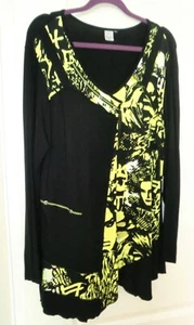 Tunika, Longshirt, Kleid schwarz/gelb,44/46, Langarm, Hingucker, Liberty - Bild 1 von 3