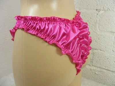 Sissy Rosa Caliente Satén Scrunch Butt Cheeky Bragas Hombres Lencería Bragas   Foto 1 de 2