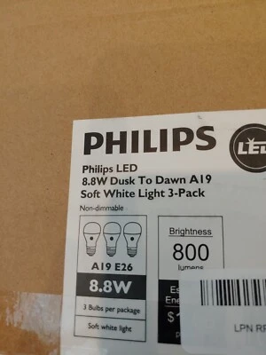 Phillips A19 8.8w Non-Dimmable LED Bulb - 3 Pack - Image 1 of 2