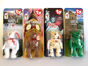 NEU ~ TY Teenie Beanie Babys 1999 ~ 4er Set Erin, Glory, Brittania, Maple - Bild 1 von 2