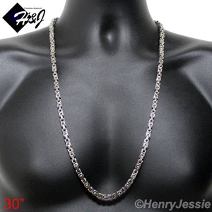 30"MEN's Stainless Steel 6mm Silver Byzantine Box Link Chain Necklace - Picture 1 of 3
