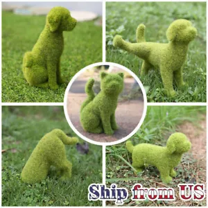 Dog Statue Decorative Cat Topiary Flocking Sculptures Outdoor Garden Yard Decor - Picture 1 of 10
