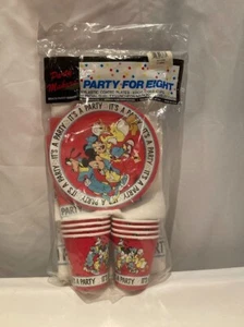 Juego de 8 platos tazas servilletas mantel vintage Disney Mickey Mouse It’s a Party - Imagen 1 de 4