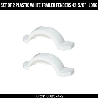 Fulton White Trailer Fenders Set of 2 14 In Wheels Triple Step 42.6 In Long - Image 1 of 2