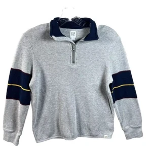 Gap Kids Boys Quarter Zip Knit Sweater Sz L 9-10 Years Gray Navy Burgundy Fall - Picture 1 of 7