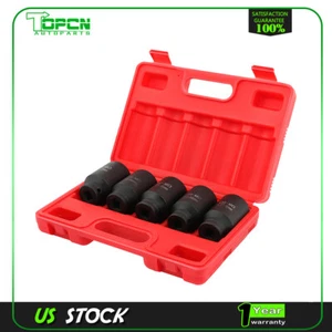 5Pcs 6 Point 1/2'' Drive Deep Spindle Axle Nut Socket Set 33 34 35 36 38mm - Picture 1 of 18
