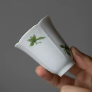porcelain tea cup handpainted orchid print Chinese kungfu tea cup 40ml ceramic