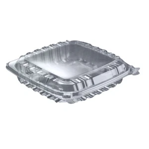 Dart Solo 8" x 8"x 3" Clear Plastic Hinged Take-Out Container (Pack of 250) - Picture 1 of 1