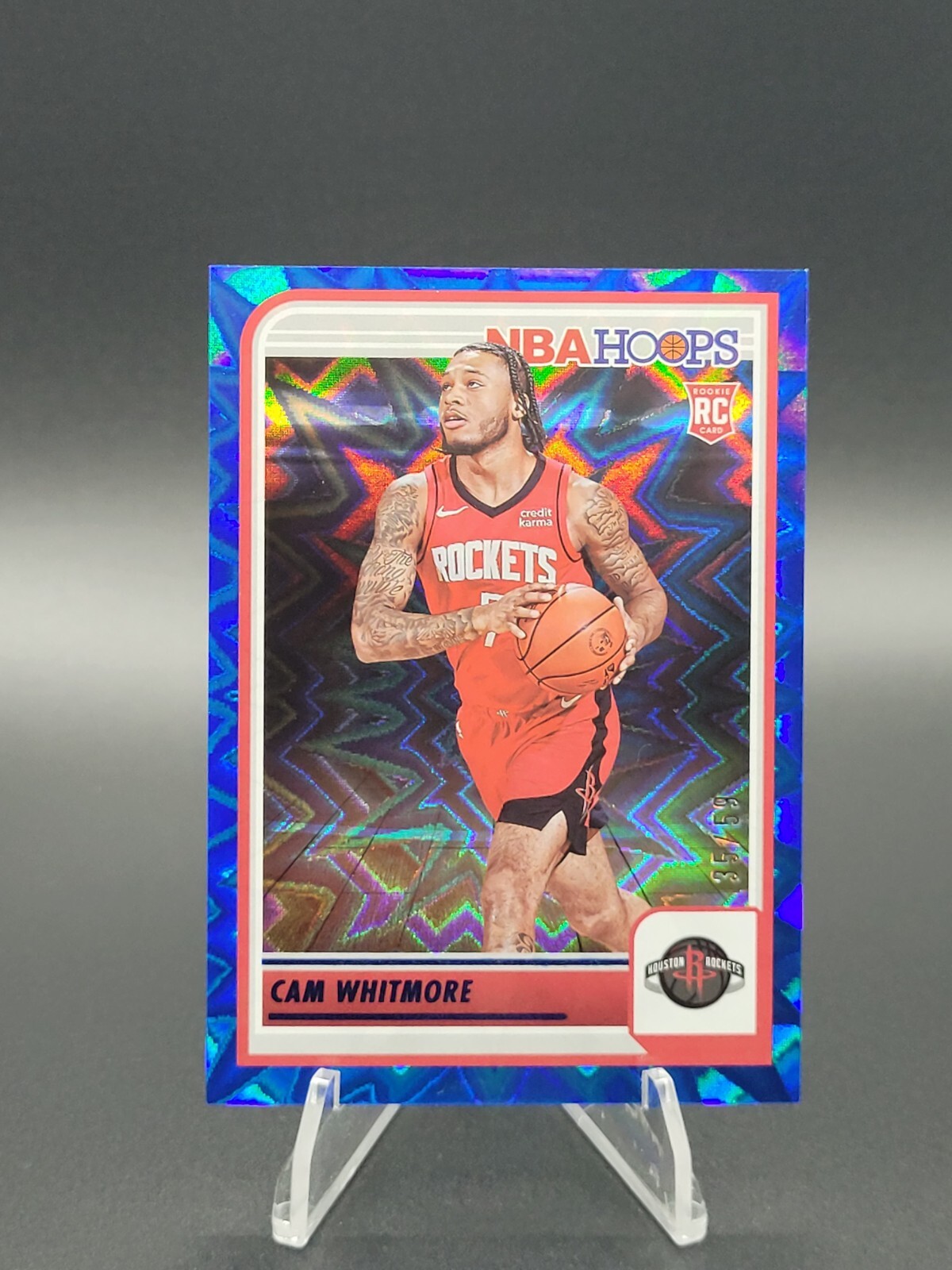 2023-24 Panini NBA Hoops #265 Cam Whitmore RC Rookie Blue Explosion /59 Rockets