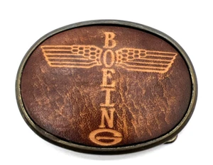 Vintage Boeing Leather and Brass Belt Buckle by El Cid GUC Nice - Picture 1 of 5