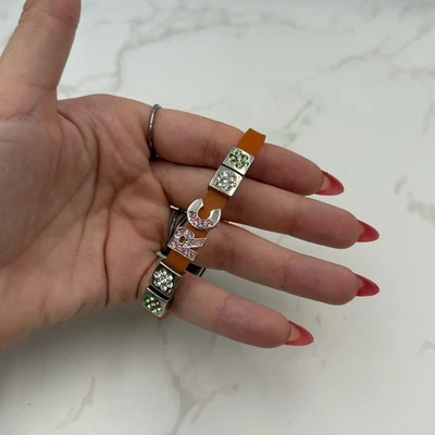 Vintage Handmade Womens Rhinestone Sliding Letters Alphabet Charms Wristbands - Image 1 of 4