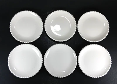 Закусочные тарелки с бисером края 6 белых керамических коктейльных вечеринок десерт хлеб 5,75 дюйма - Изображение 1 из 4