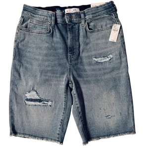 NWT Old Navy Slim 360° Stretch Raw Hem Cut-Off Denim Bermuda Shorts Girl's Sz 18 - Picture 1 of 6