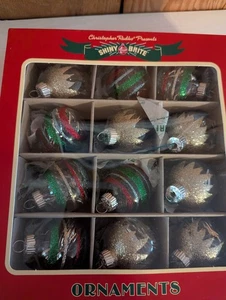 Christopher Radko Shiny Brite 12 Glass Christmas Tree Ornaments Original Box - Picture 1 of 9
