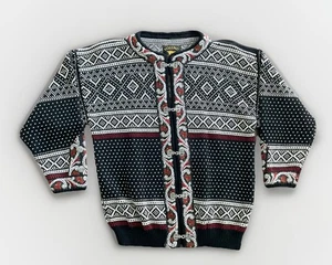 Vintage VOLUND Norwegian Norway  Pure 100% New Wool Cardigan Sweater~ Small - Picture 1 of 13