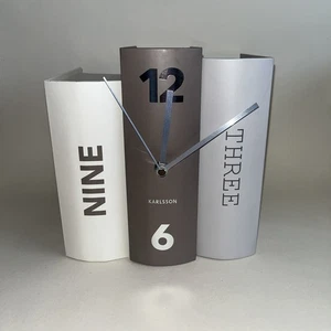 Karlsson KA5628 Table Clock Trompe-L'Oeil Book Grey Hard Cardboard and Metal H20 - Picture 1 of 12