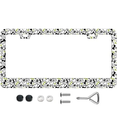 Dog Bones Hearts Paw Trace on White Background License Plate Frames 12.3x6.3 - Изображение 1 из 4