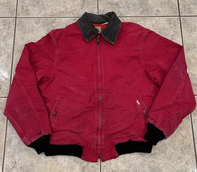 VTG 90s Mens L Carhartt 100 YEARS 1989 Duck J13 J14 Santa Fe Jacket Distressed - Image 1 of 4