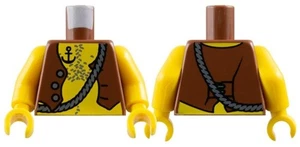 LEGO New Reddish Brown Minifigure Torso Pirate Vest Open Rope Anchor Tattoo D344 - Picture 1 of 4