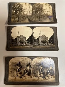 Lot of (3) Stereoview Photo Cards Featuring Hawaii + Hula Dancers, Palm Trees, + - Picture 1 of 8
