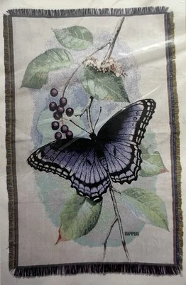 Manta tapiz con flecos mariposa Federación Nacional de Vida Silvestre Acrílico Foto 1 de 4