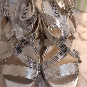 Michael Kors Silver Glitter Platform Wedges - Picture 1 of 5