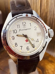 USSR Amphibian Soviet Military Watch Vostok Submarine Komandirskie 2414 #8386 - Picture 1 of 23